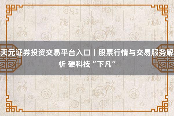 天元证券投资交易平台入口｜股票行情与交易服务解析 硬科技“下凡”